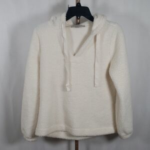 Ann Taylor Loft Ivory Fleece Hoodie Pullover SZ‎ XS